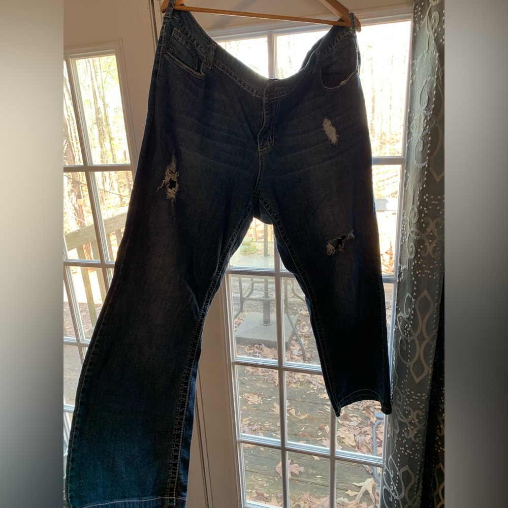 Lane Bryant- Womens size 24, bootcut distressed denim.